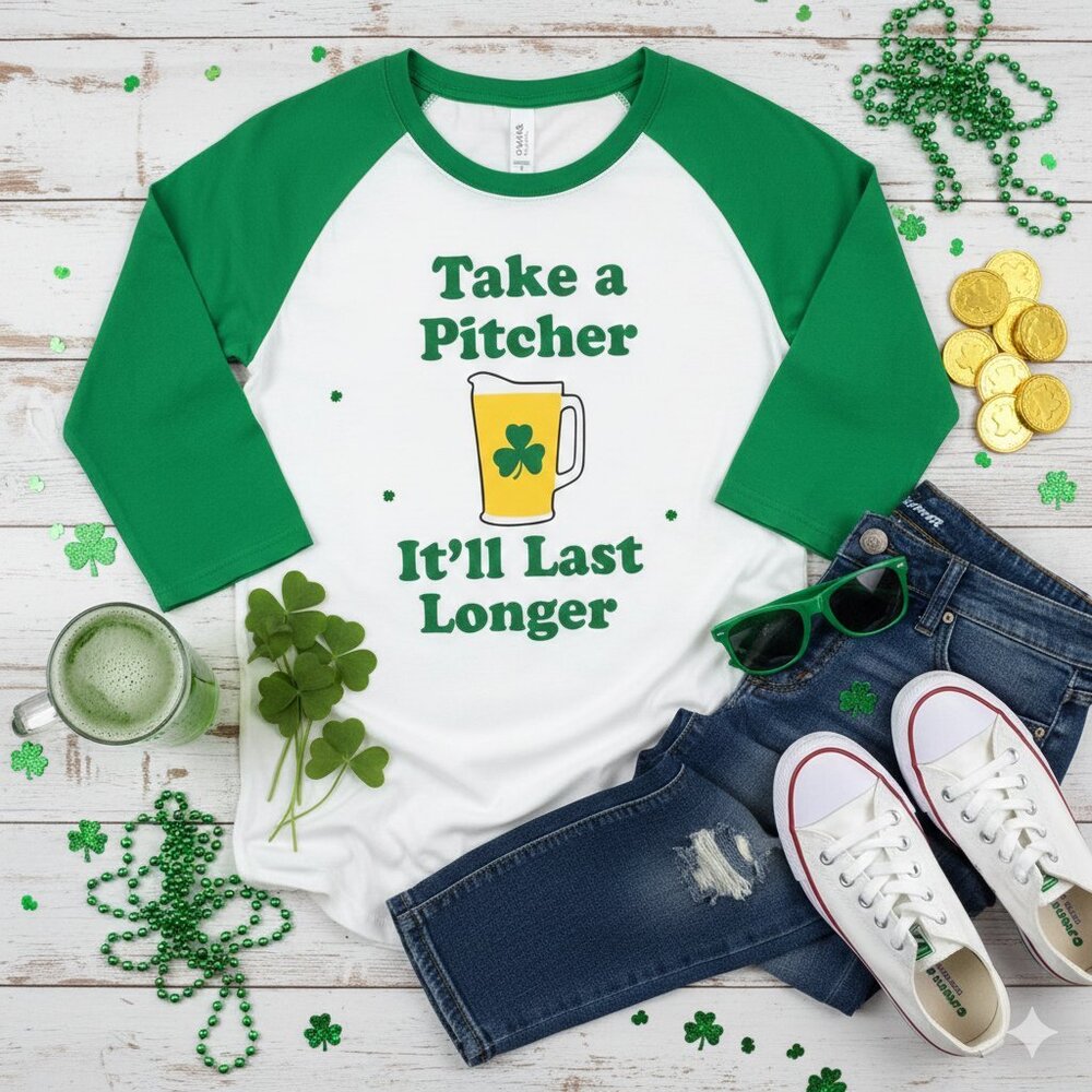 St. Patrick's Day Raglan Tee - Size 1X - Picture 9 of 9